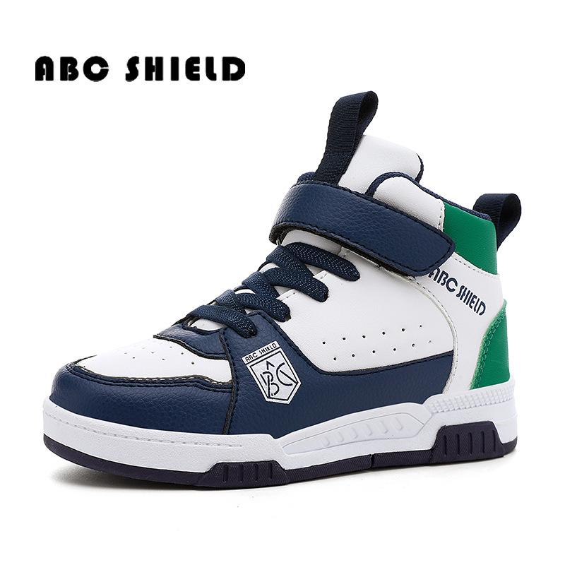 Children's Shoes Spring and Autumn 2025 New Leather Waterproof Board Shoes Boys and Girls Sports Shoes Velcro High-top Tide