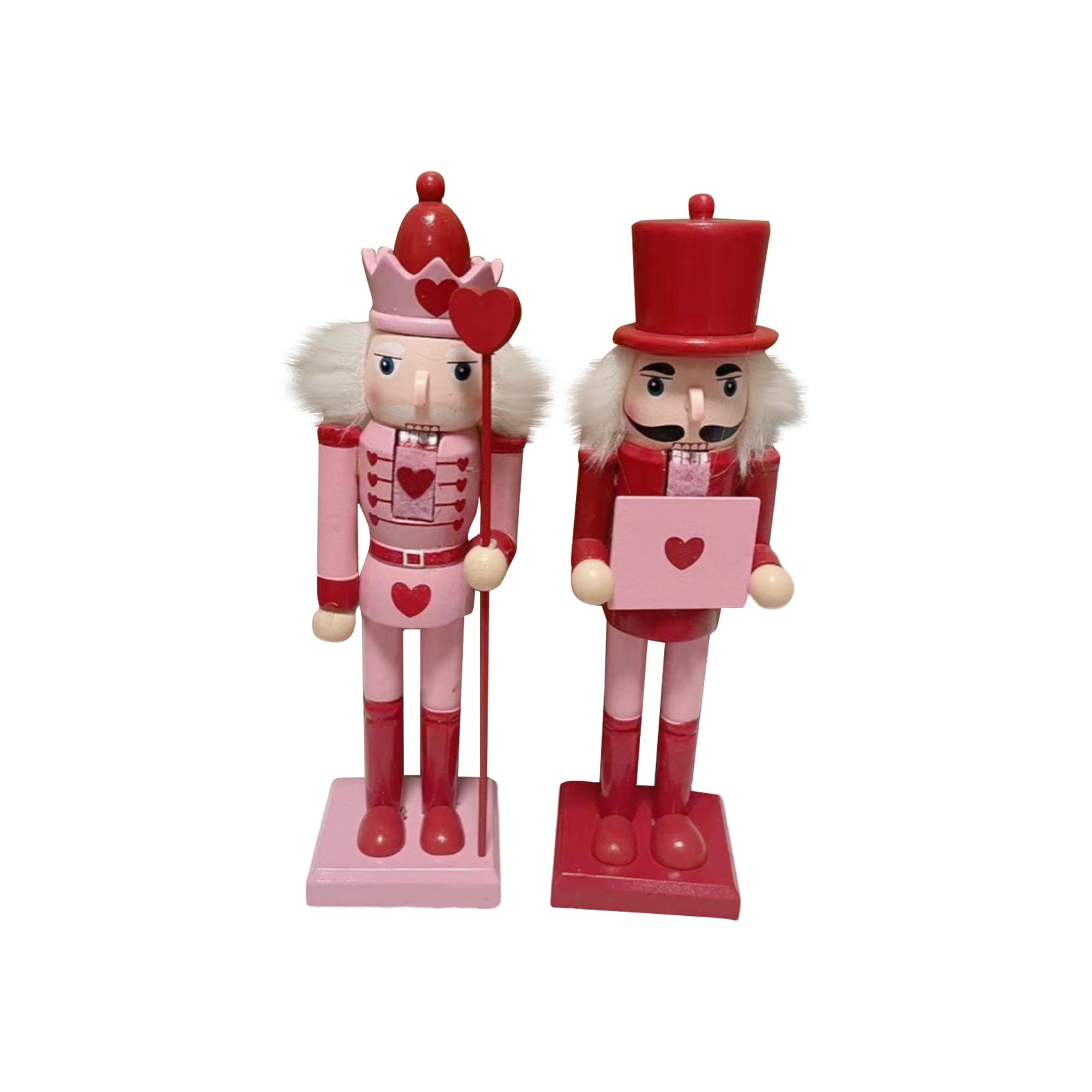 

25CM Wooden Nutcracker Figurines Set Creative Home Decor Wedding Friendship Love Theme Handcrafted Collectible Ornaments One Size