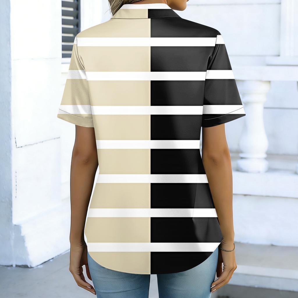 Blouse Satinée Manches Courtes Hauts en Soie Chemises Boutonnées Tenues Business Casual pour Femmes
