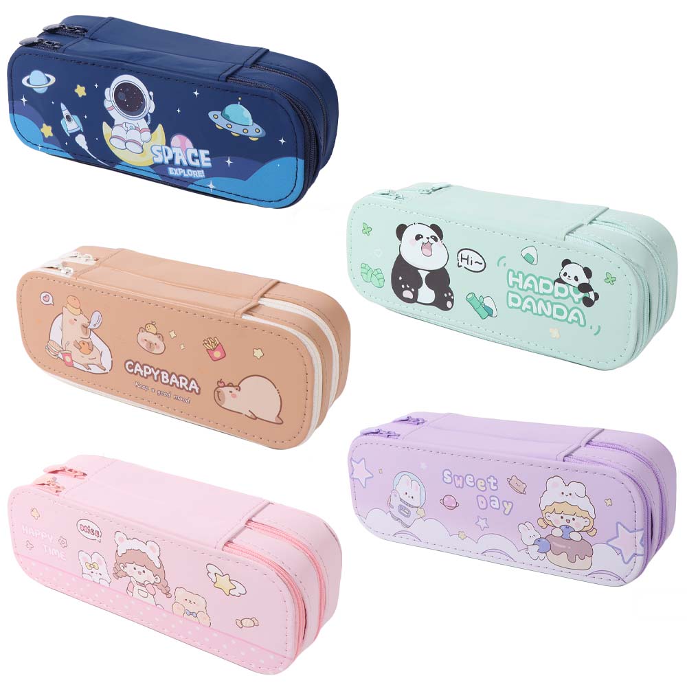 Waterproof Capibala Double Pen Bag PU Capibala Stationery Box Capibara Pencil Case  Children