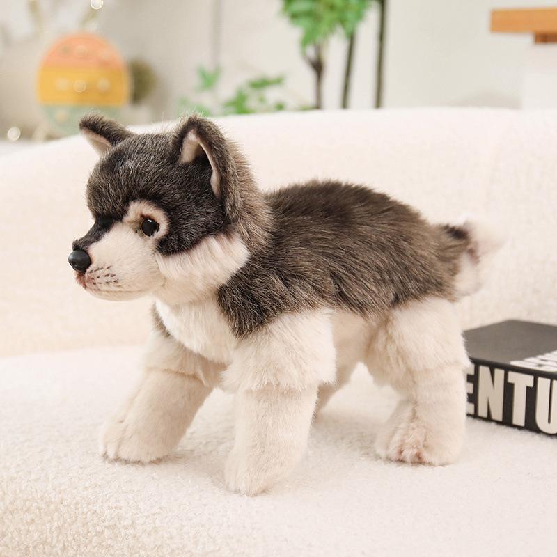 Wolf Dog Plush Toy Simulation Korean Craft Animal Ornament