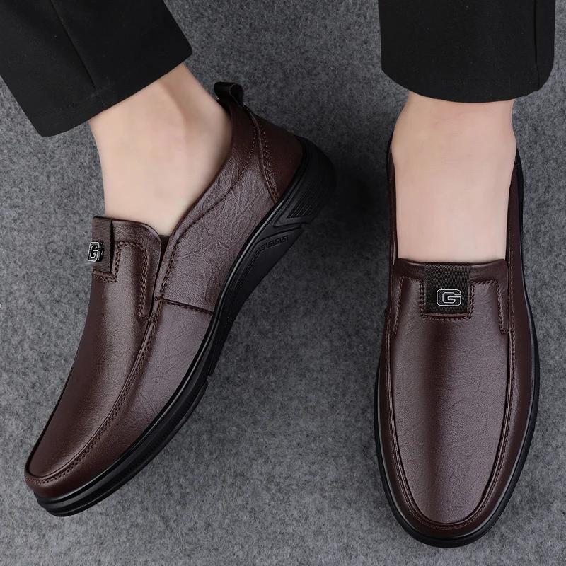 Klassische Herren Business Schuhe Echtes Leder Herren Herren Slipper Loafer Herren All-Match Herren Bequem Freizeitspaziergang Lässig