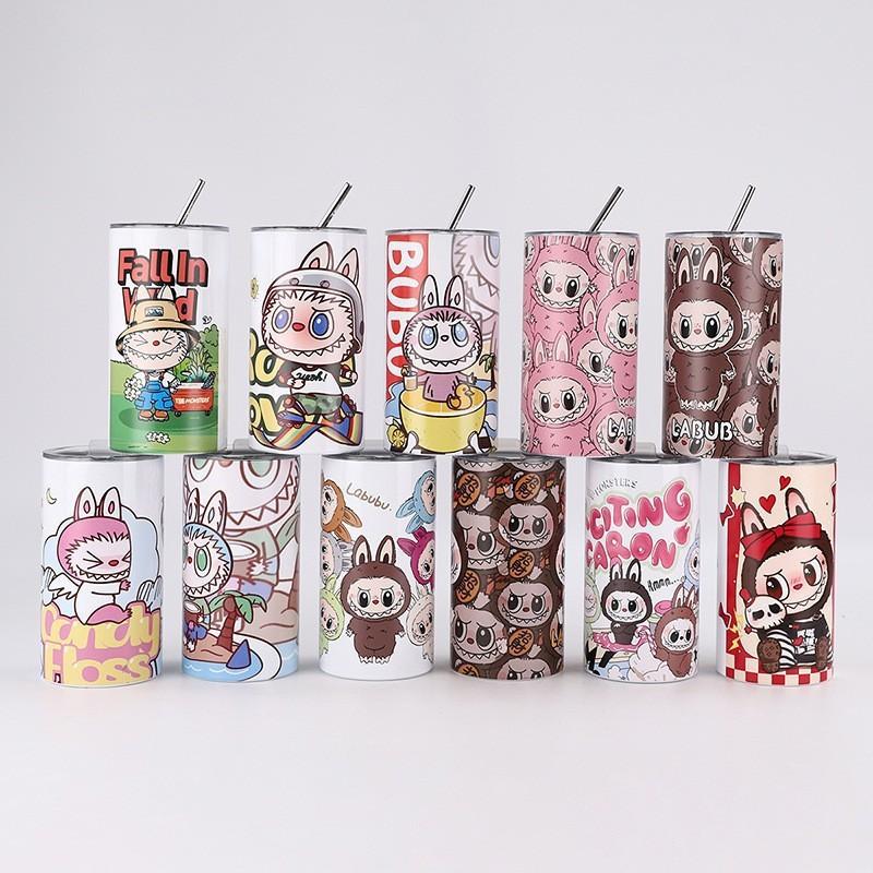 Cartoon Straw Cup Thermos Cup High Value Portable Coffee Cup Ice American Large Capacity Straight Cup
