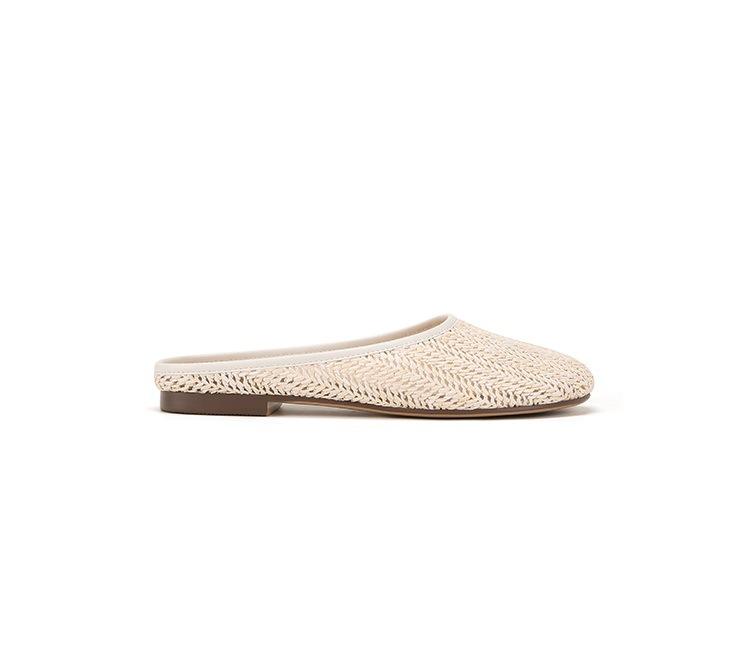 

[Su Yinyin of the same style] Bangkok Holiday~ Handwoven Baotou Flat Bottom Beach Half Slippers Women s Sandals 35