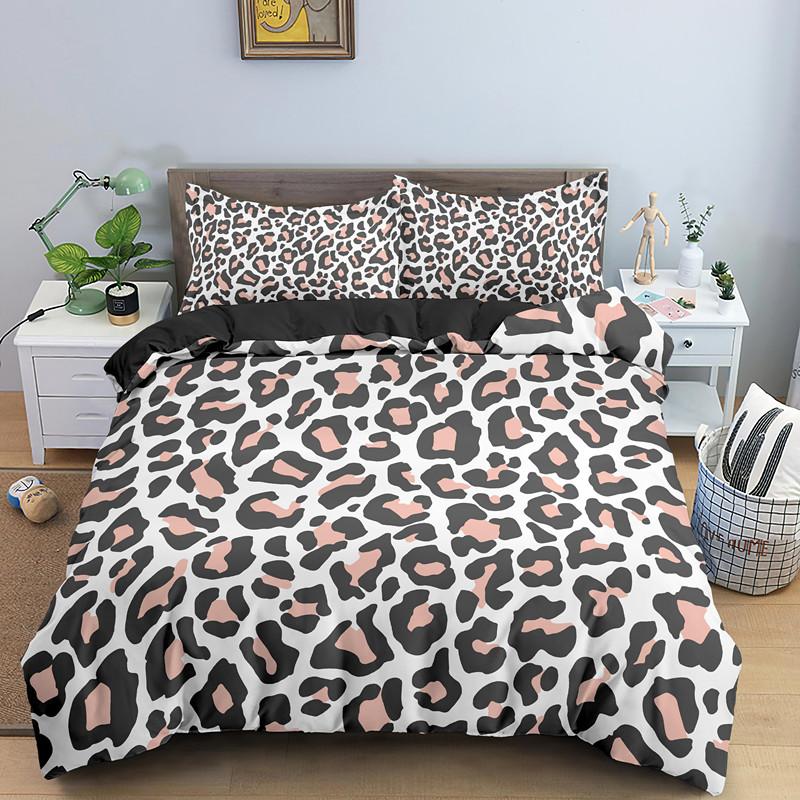 Leopard Print King Queen Duvet Cover Brown Cheetah Skin Pattern Bedding Set For Teens Girl Women Leopard 2/3pcs Soft Quilt Cover