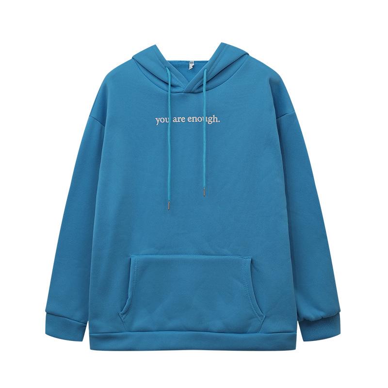 2023 Women's Fleece-Lined Hoodie with Letter Print & Kangaroo Pocket