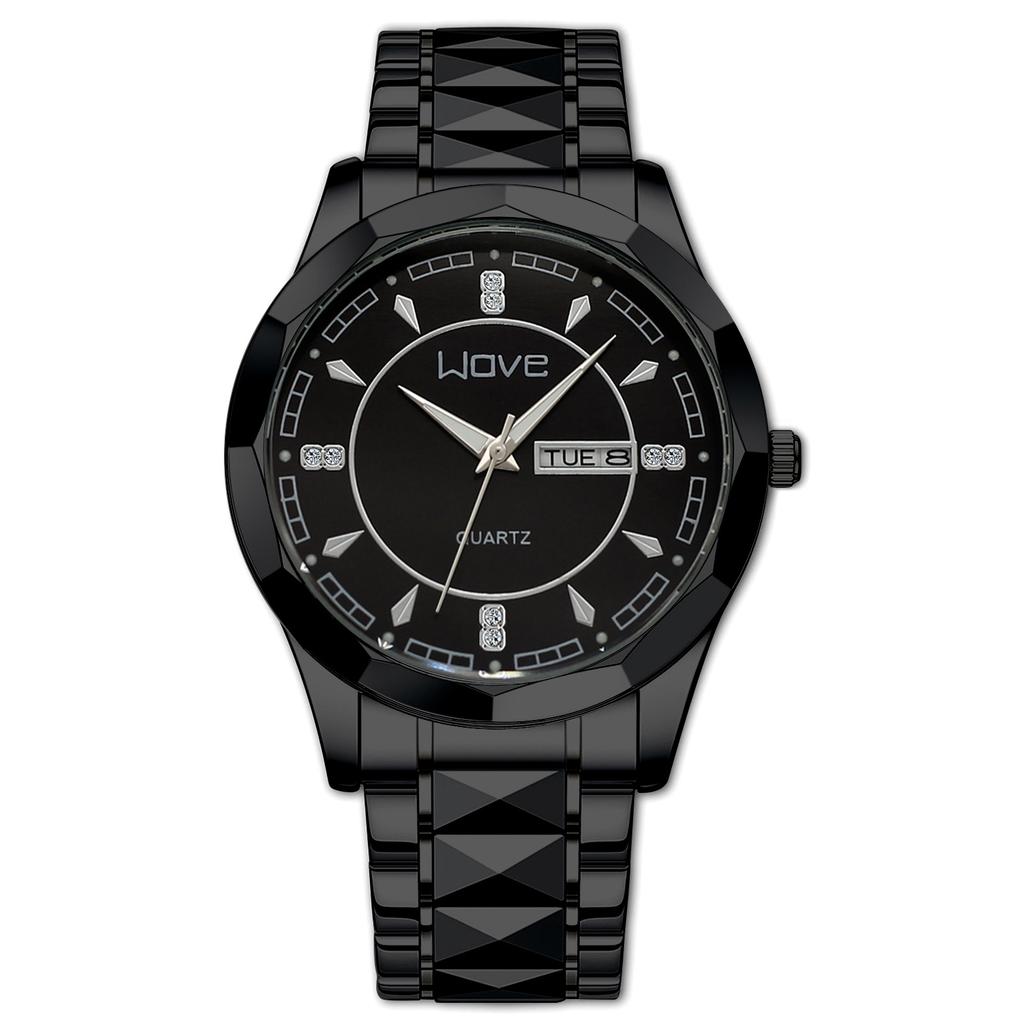 Langjue Watch Alloy Steel Belt Quartz Watch Luminous Polygonal Dial Watch Calendar Fashion Couple Watch