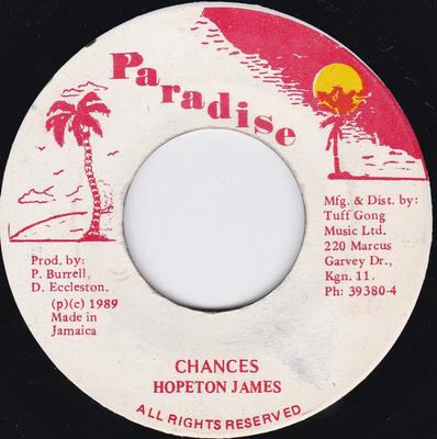 7inch Record HOPETON JAMES - Chances NONE Paradise Record 1989 Jamaica Reggae, Ska & Dub Used