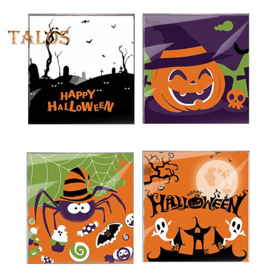 100Pcs Halloween Self-Sealing Clear Candy Bags Transparent Biscuit Packaging Bags Lightweight Reusable Candy Bags Party Supplies