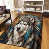Feather Hat Cat Wolf Pattern Square Carpet,Area Rug,Carpet Rug for Living Room Bedroom Sofa Playroom Decor,Non-slip Floor Mat,Holiday Birthday Gifts