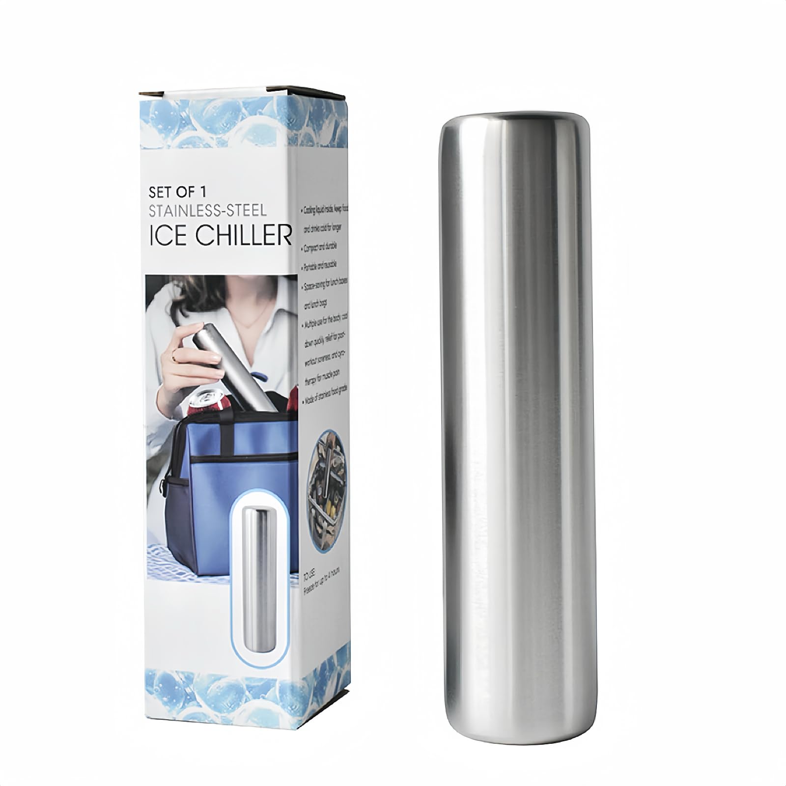 

BDB Stainless steel ice pack, ice pack, long time, strong, 1 cylindrical piece срібний