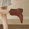 Vintage Women Genuine Leather Ankle Boots Thick Heels Pointed Toe Shoes Woman Retro Chelsea Short Boots Office Lady 2024 New