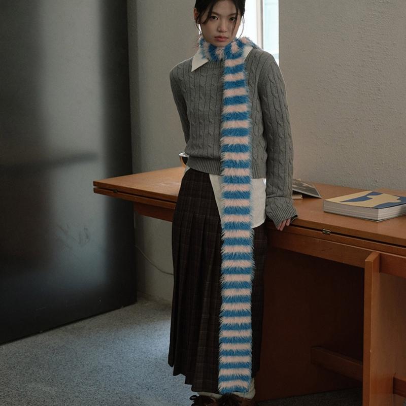 Knit Scarf for Women Long Skinny Belt Necktie Neck Scarf Girls Photo Props Long Neckerchief Skinny Scarf Necktie