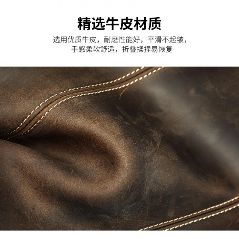 Genuine Leather Retro Men's Business Briefcase Crazy Horse Large Capacity Lock Anti-theft Computer Bag Handbag Men