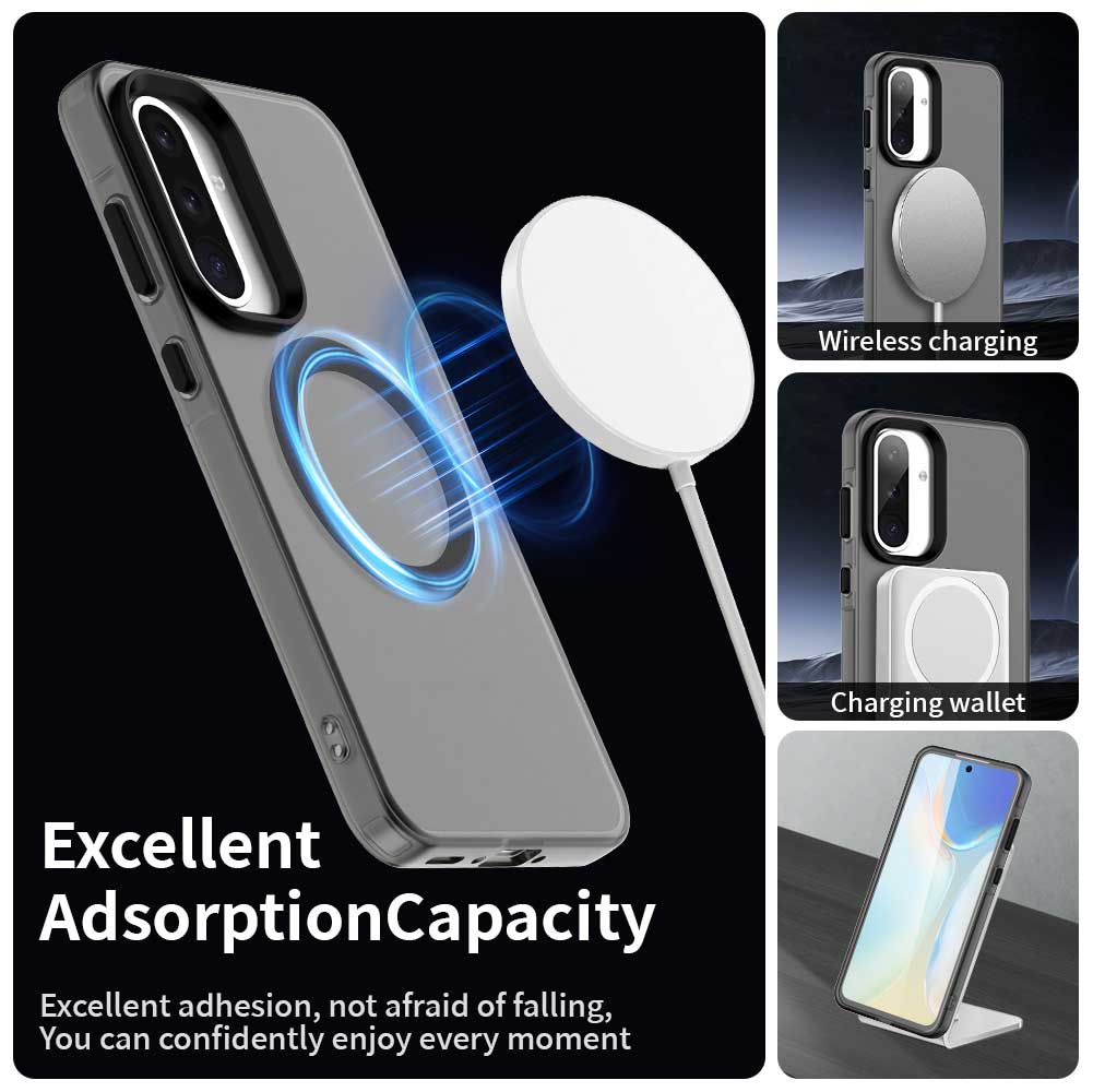 Magnetic Wireless Charging Case For Samsung Galaxy A56 A36 A26 A16 5G A55 A35 A25 A15 Cover Candy Colors Transparent Back Shell
