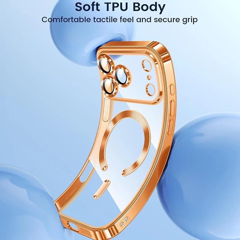 Magnetic Plating Soft Magsafe Phone Case for iPhone 17 Pro Max 17Pro 17Air Luxury Electroplated Camera Lens Protective Cover