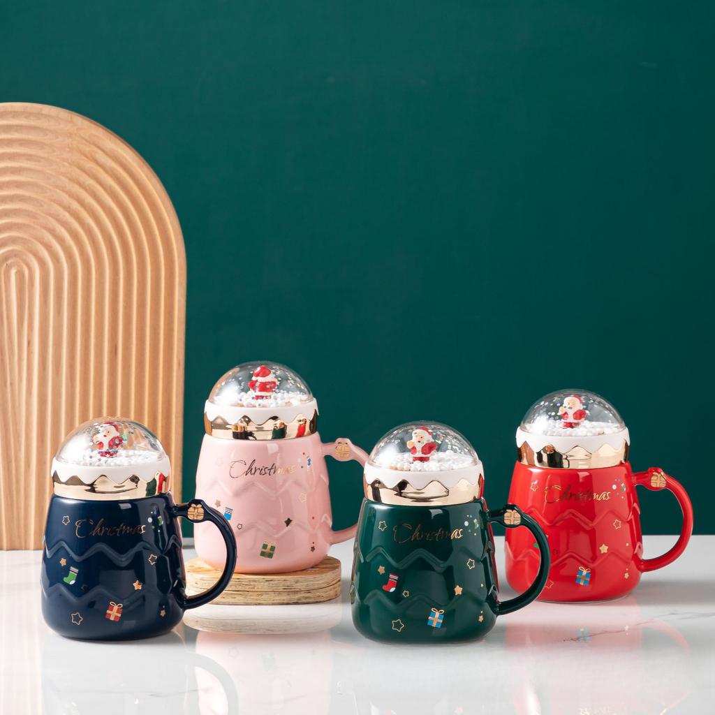 Creative Christmas Cup High Value Ceramic Cup Mug Gift Water Cup with Lid Cross Border Cartoon Cup Souvenir