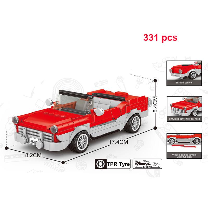 Technischer Speed Car MOC Stadtfahrzeug Rennwagen Rallye Bausteine Ziegel Set Retro Ornament DIY Spielzeug für Erwachsene Geschenke