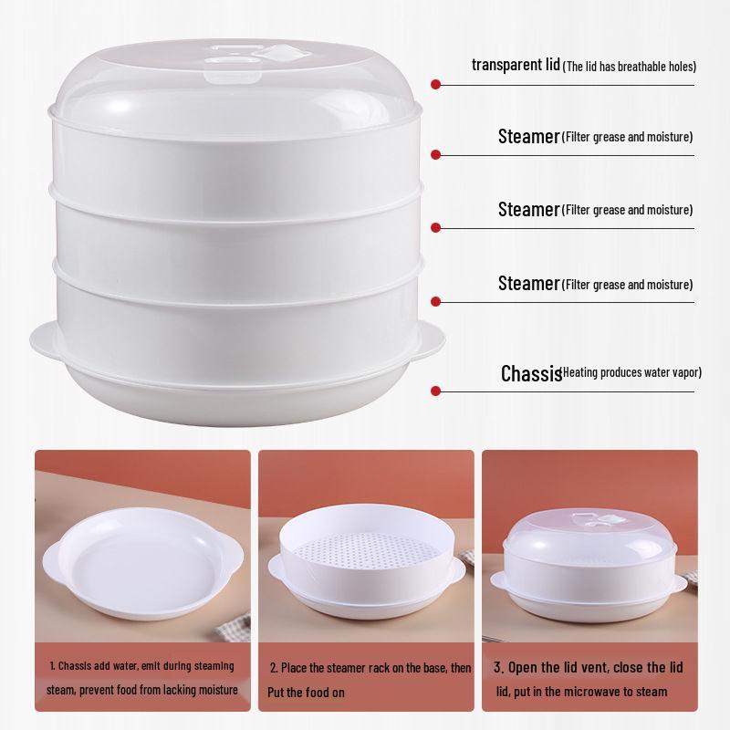 Large Capacity Multi-Layer Microwave Steamer for Buns