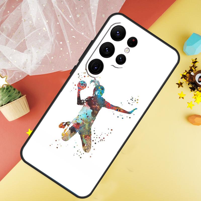 Stylische Handball spielen Hülle Für Samsung Galaxy S24 Ultra S23 S22 Plus S21 S20 FE S8 S9 S10 Note 10 20 Ultra Hülle
