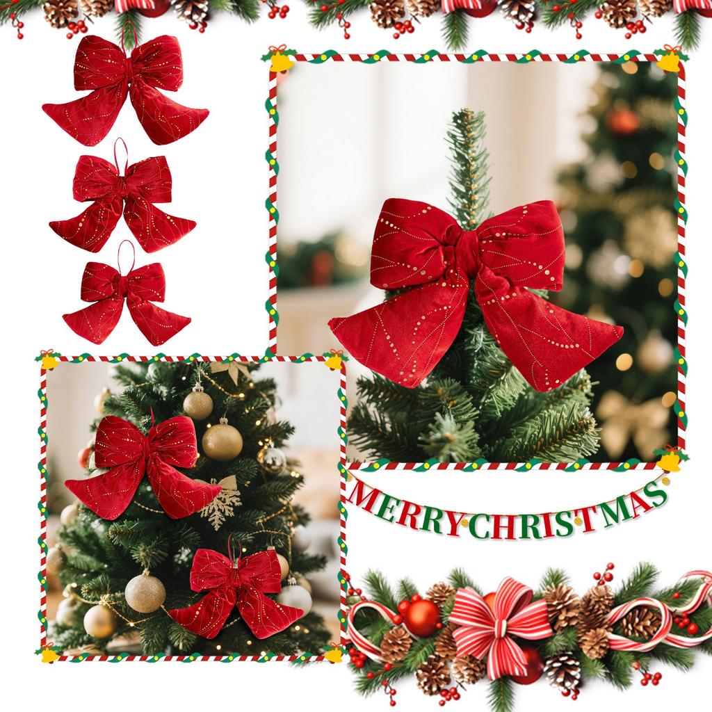 Christmas Decorative Pendant, Bow Pendant, Plush Bow, Festive Party Decorative Pendant, Bow(S/M/L)