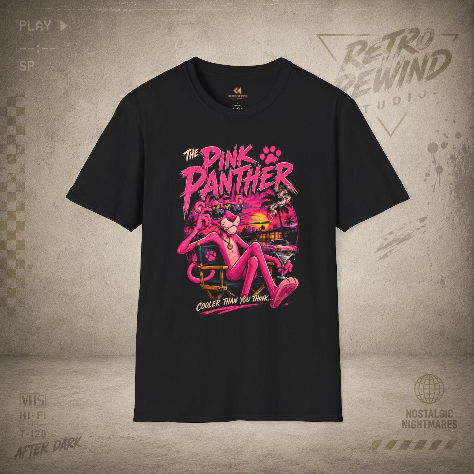 Pink Panther Retro Sunset design T-Shirt | Vintage Cartoon Tee 4XL