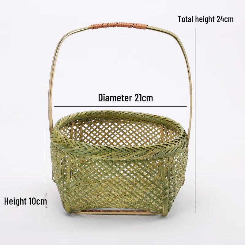 Chinese Style Hand-Woven Bamboo Handle Basket