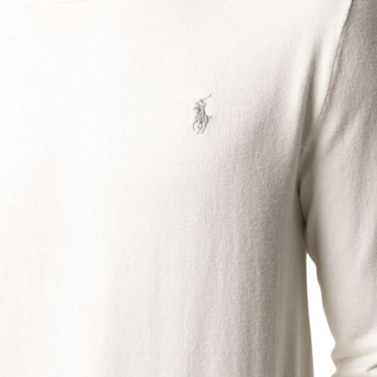 Polo Ralph Lauren Einfarbiges Langarm-T-Shirt mit Logo für Herren Oberteile Weiß 710744679031-PANNA