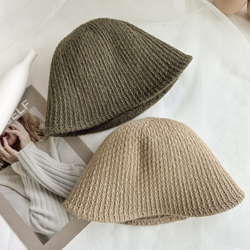 Simple Wool Hat Women's New Versatile Temperament Warm Basin Hat Autumn Dome Knitted Bucket Hat