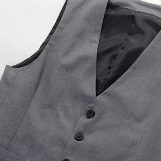 Men Waistcoat V Neck Formal Sleeveless Single-breasted Spring Vest for Work