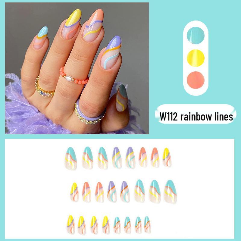 

Радужные наклейки для ногтей с французским маникюром - Съемные и готовые ногти