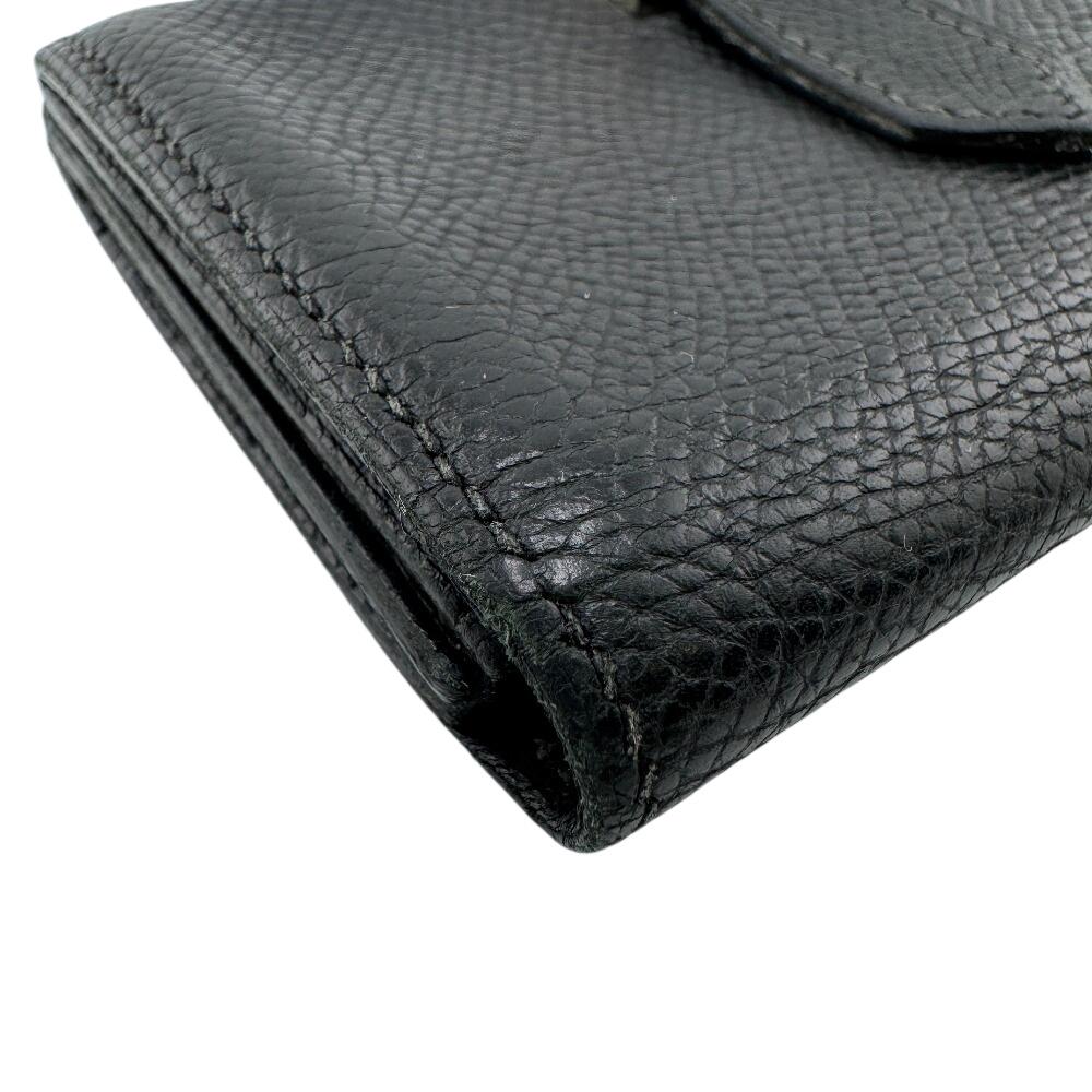 HERMES Bean leather Card Case black leather unisex Used