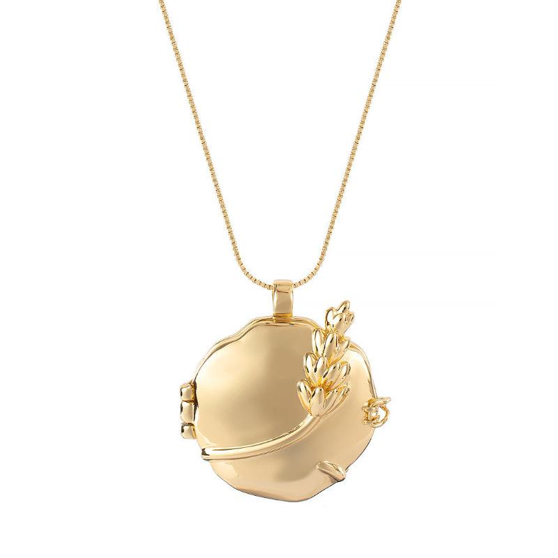 

Light Luxury Gold Wheat Ear Opening And Closing Photo Box Pendant Necklace Niche Design Sense High-End Style Personalized Accessories Necklace