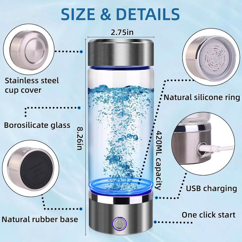 8032PPB Generatore di Acqua Idrogenata 3 Minuti Alcalinizzatore Ricaricabile Tipo-c Borraccia Antiossidante Tazza Portatile di Acqua Ricca di Idrogeno