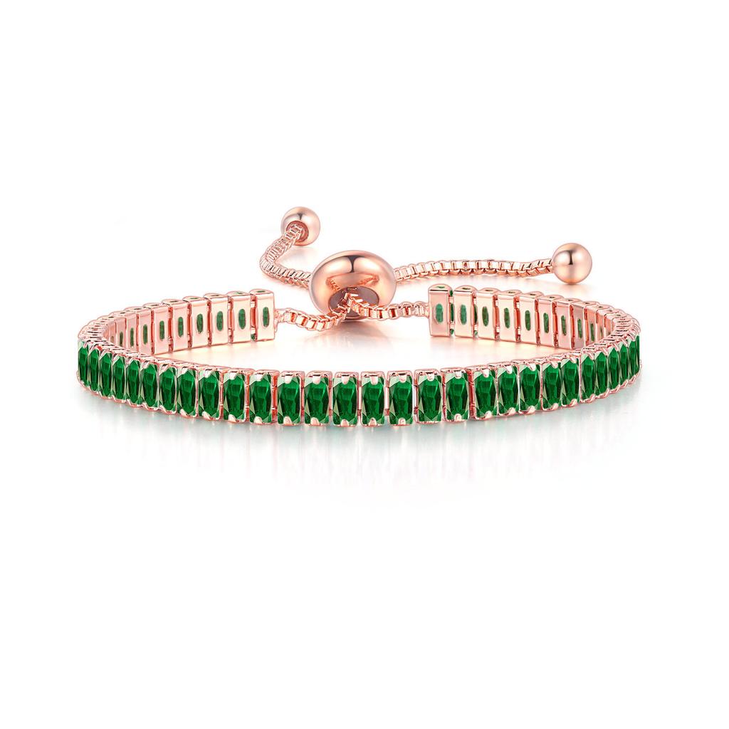 Popular Color Zircon Bracelet 2 * 4Mm Single Row Rectangular Full Diamond Adjustable Tennis Chain