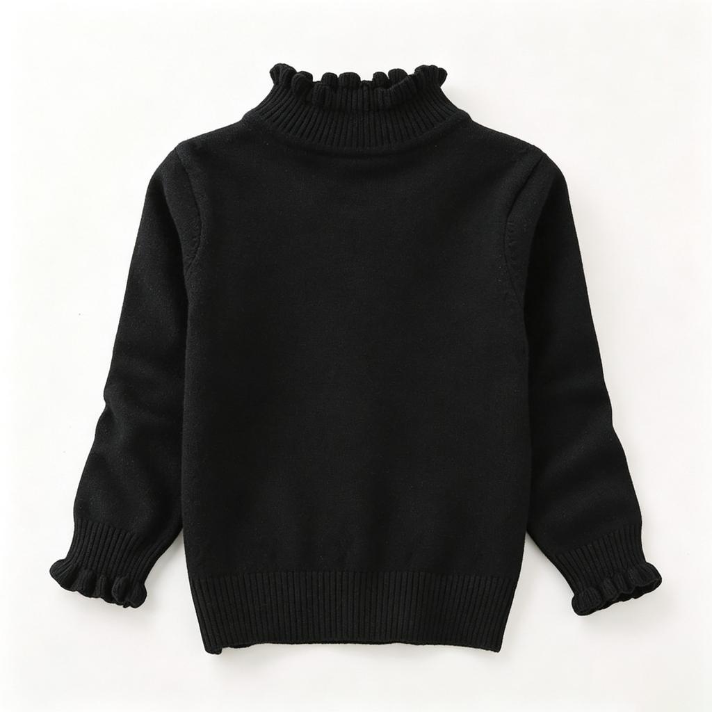 Girls' Color Long Sleeve Knit Sweater for Daily Wear and Layering