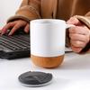 350 ml mattschwarze Kaffeetasse mit Griff, Korkboden, abnehmbarer staubdichter Deckel, hitzebeständige Keramik, Tee, Milch, Wasser, Geburtstagsgeschenk