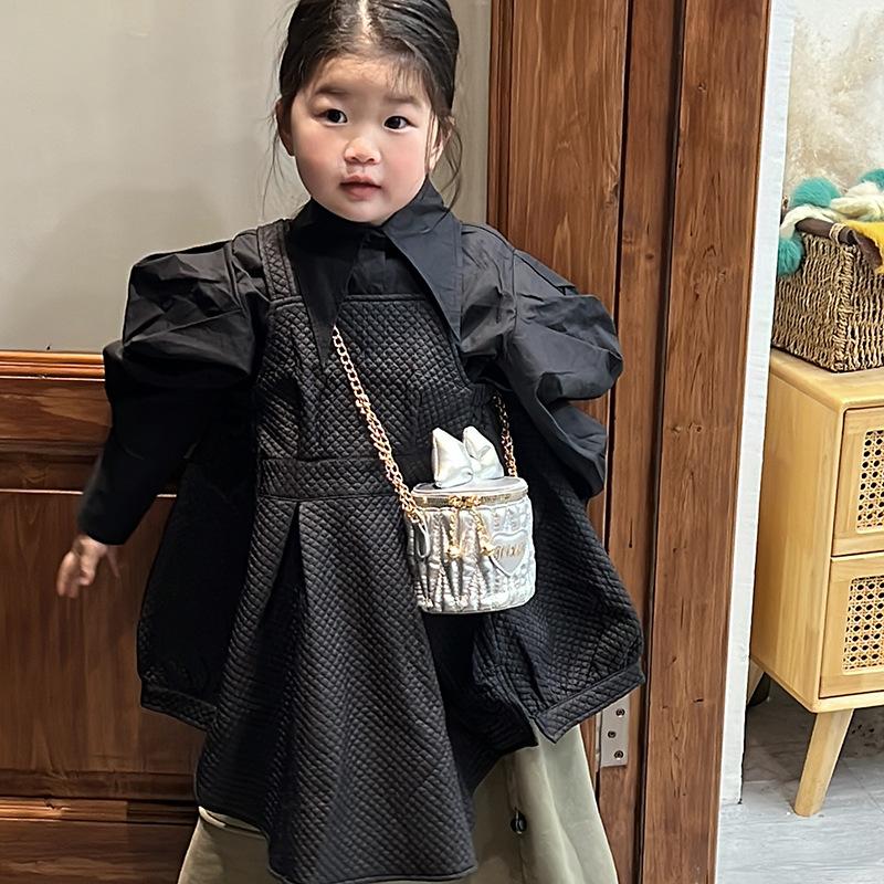 Bows Bucket Bag, Chic Heart-shaped Shoulder Bag, Children's Chain Crossbody Bag