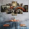 Vintage Classic Motorcycle Canvas 5 Piece Five Panel Print Modern Wall Art Poster Picture Home Decor Gift For Him For Her