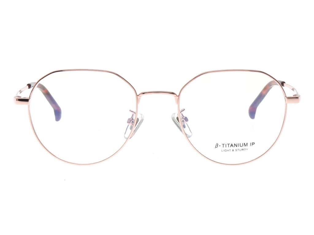 Alloaiweeo [Aloxrounz] Ar8009A C3 Polygon Round Beta Titanium Ip Plated Rose Gold Glasses