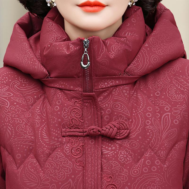Middle Age Women Winter Short Down Coats Vintage Plus Size Parkas Hooded Elegant Thick Warm Down Jackets Woman Outerwears