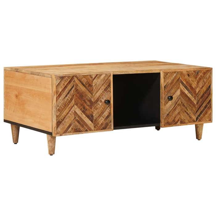 Table basse - MAISON EXCLUSIVE - 100 x 54 x 40 cm - Marron - Bois de manguier massif - Rangement et boutons laiton