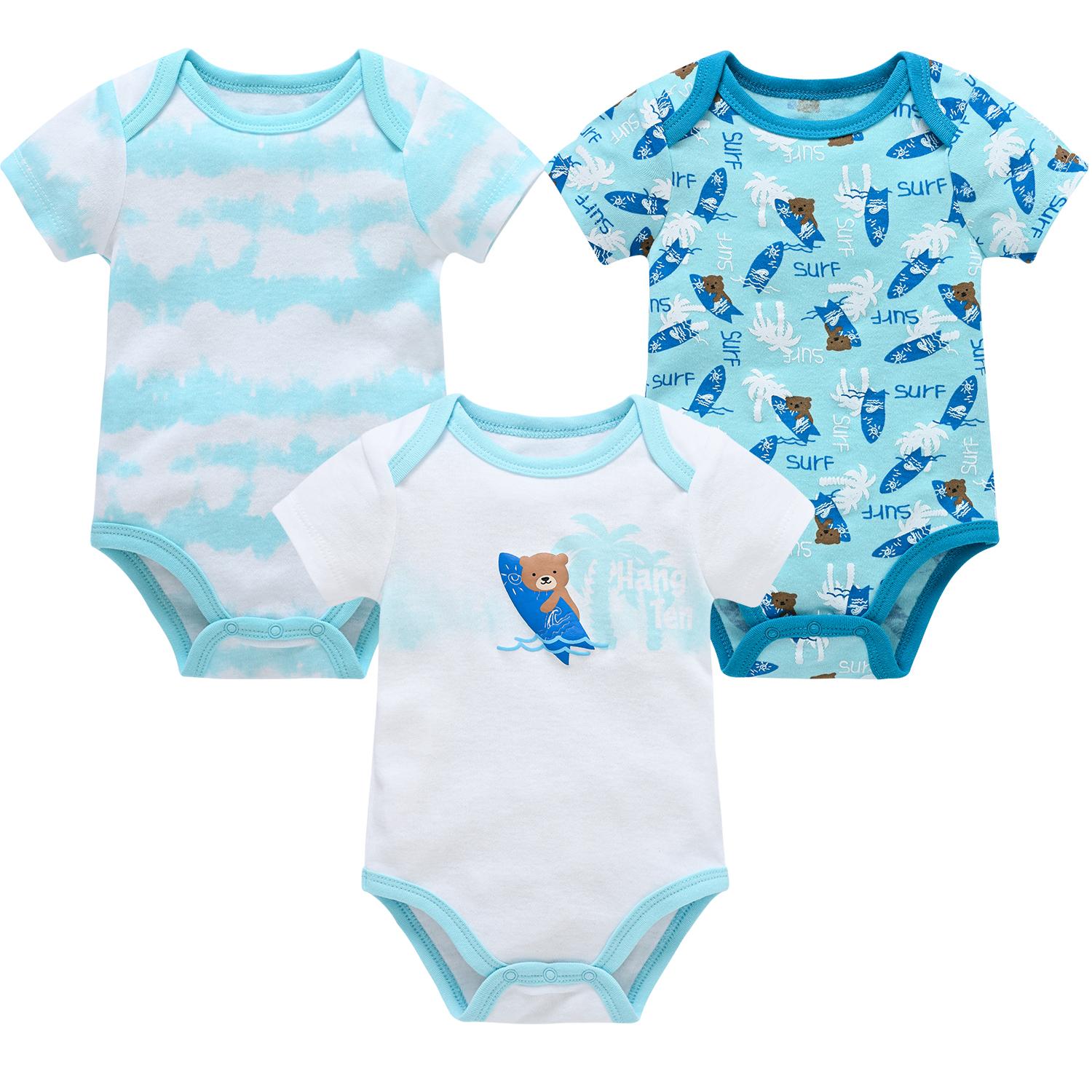 3 items Baby Girls Clothes  pour nouveaux Cotton Short Sleeve Girl Bodysuit 0-12 Months Newborn Boys Clothing Toddler 0-3M