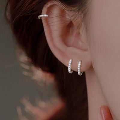 Simple Diamond Zircon Hoop Earrings - Classic, Comfortable, and Hot-Selling