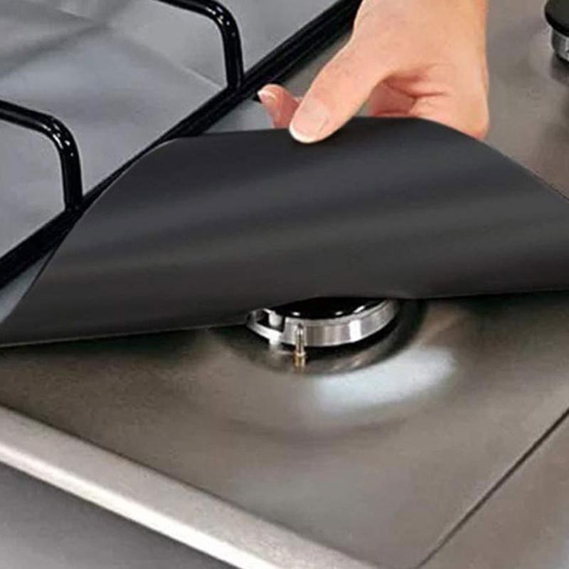 4pcs 27cm/ 10.63in Teflon Gas Stove Protection Pad Oil Dirt Prevention Pad