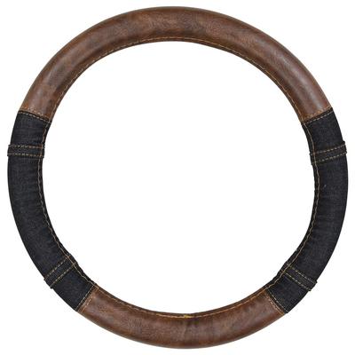 Nishiki Sangyo Tomboy Bright Fit Steering Wheel Size Retro Steering Dark Cover, Small, Denim-Style Cover, Brown, BT-1632