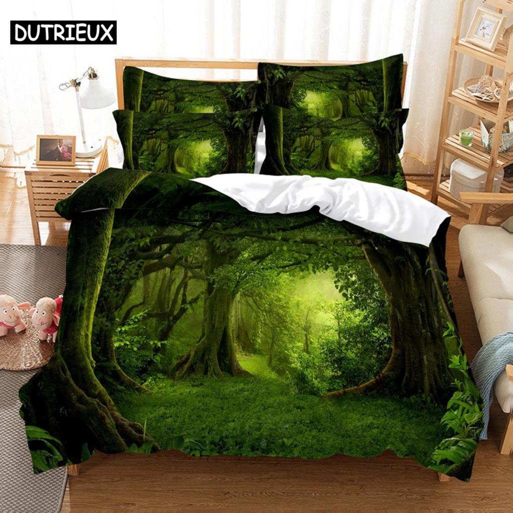 3D Digital Printed Snow Tree Bedding, Stylish Queen Size Duvet Cover Set