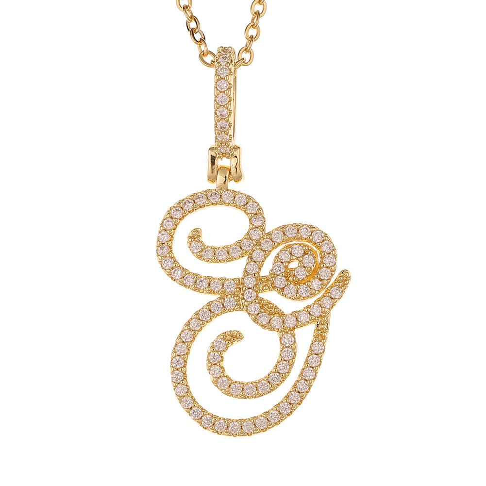 A-Z Cursive Initial Letter Pendant Necklace For Women Simple Rope Chain Pendant Necklace Jewelry Gift