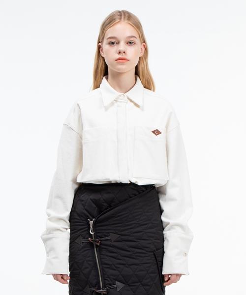 Fake Mama Corduroy Big Pocket Oversized Shirt [Ivory] Ivory