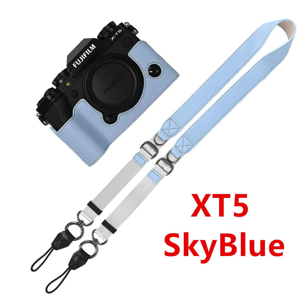 Litchi Skin PU Leather Half Case for Fujifilm Fuji XT50 XS10 XS20 XT30 XT30II XT20 XT10 XT5 XM5 Battery Opening Cover With Strap